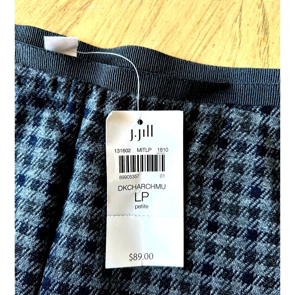 NWT J Jill Checker Plaid stretch wide leg pants petite L career comfy casual $89 - Picture 10 of 15